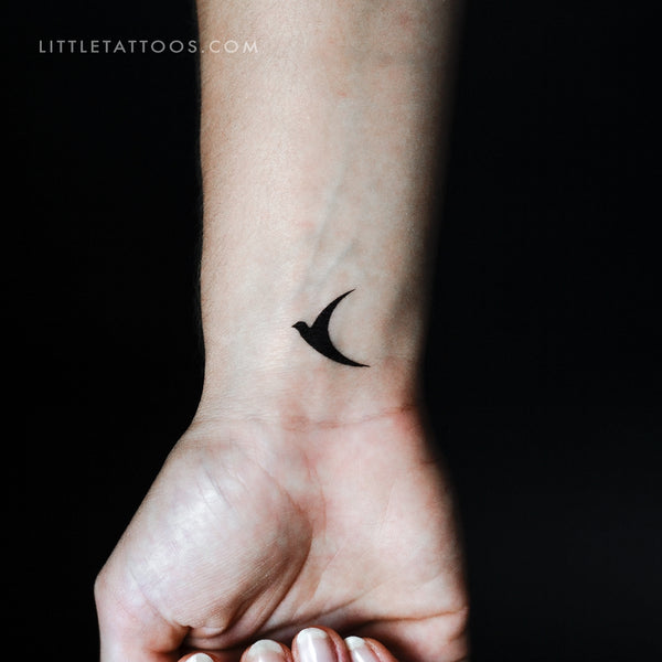 Minimal Black Hummingbird Temporary Tattoo - Set of 3