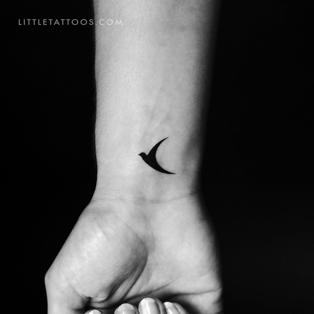 Tatuaje temporal minimalista de colibrí negro (juego de 3)