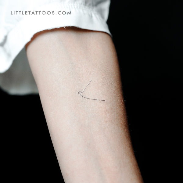 One Line Hummingbird Temporary Tattoo - Set of 3