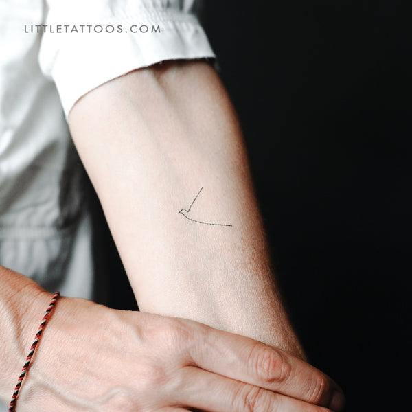 One Line Hummingbird Temporary Tattoo - Set of 3