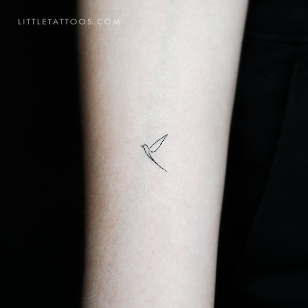 Tiny Single Line Bird Temporary Tattoo - Set of 3