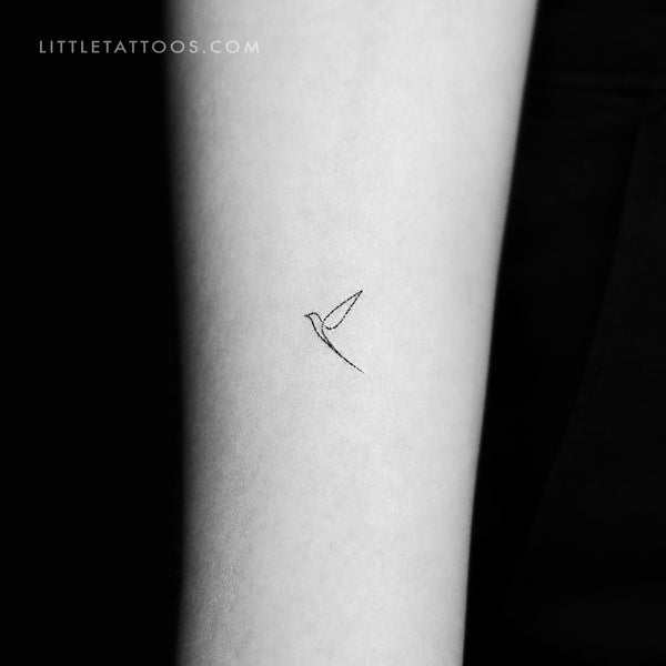 Tiny Single Line Bird Temporary Tattoo - Set of 3
