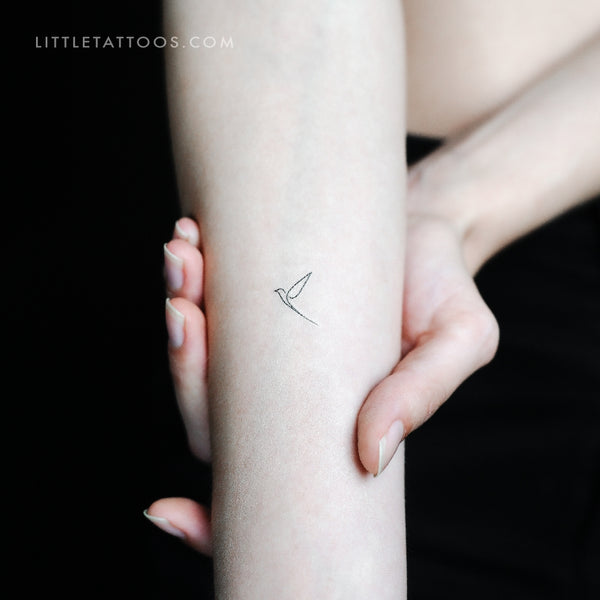 Tiny Single Line Bird Temporary Tattoo - Set of 3