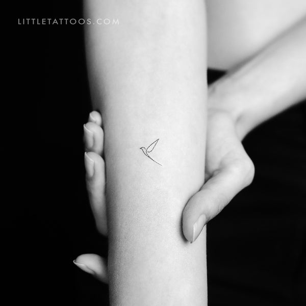 Tiny Single Line Bird Temporary Tattoo - Set of 3