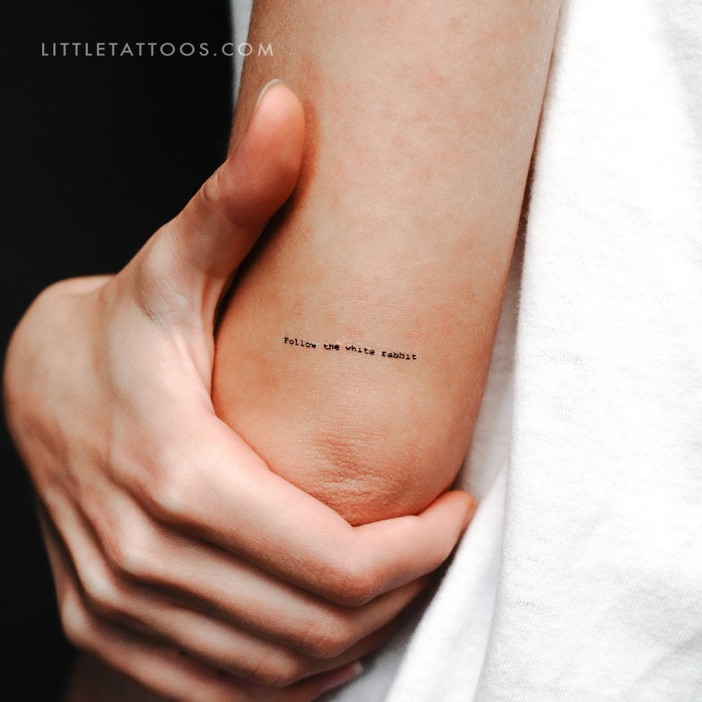 Little Follow The White Rabbit Temporary Tattoo - Set of 3