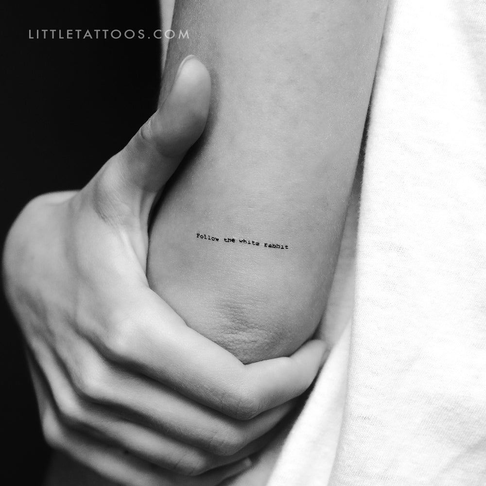 Little Follow The White Rabbit Temporary Tattoo - Set of 3