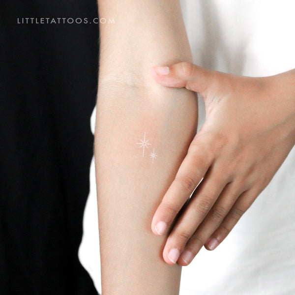White Shinning Stars Temporary Tattoo - Set of 3