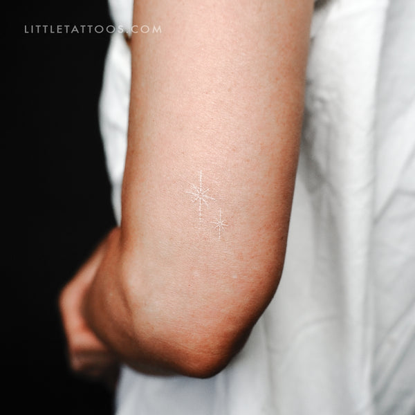 White Shinning Stars Temporary Tattoo - Set of 3