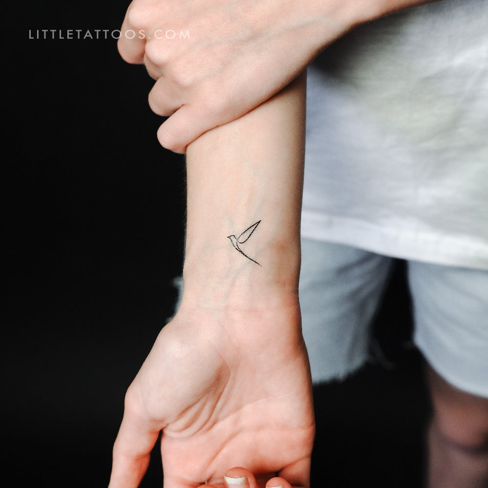 Single Line Bird Temporary Tattoo - Set of 3