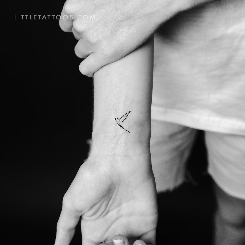 Single Line Bird Temporary Tattoo - Set of 3
