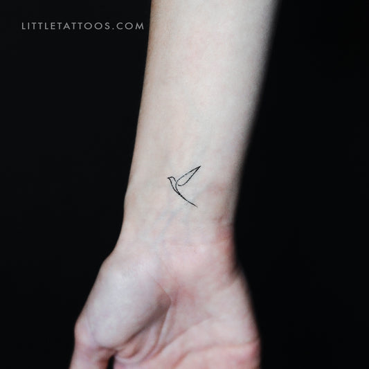 Tatuaje temporal de pájaro de una sola línea - Juego de 3