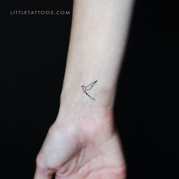 Single Line Bird Temporary Tattoo - Set of 3