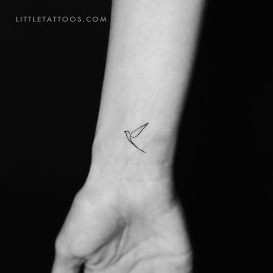 Tatuaje temporal de pájaro de una sola línea - Juego de 3