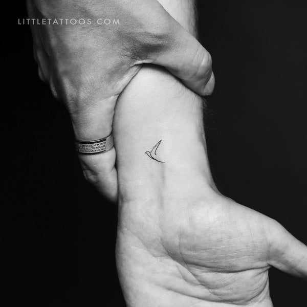 One Line Bird Temporary Tattoo - Set of 3