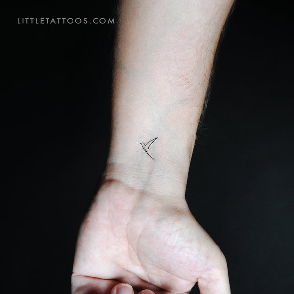 One Line Bird Temporary Tattoo - Set of 3