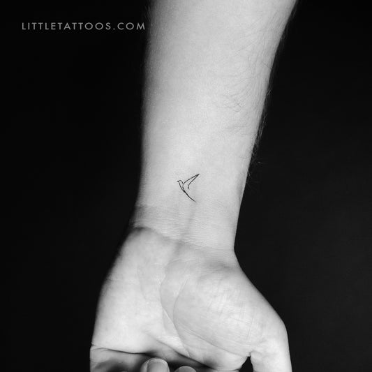 Tatuaje temporal de pájaro de una línea - Juego de 3