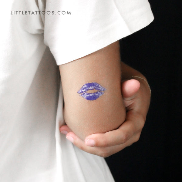 Blue Kiss Mark Temporary Tattoo - Set of 3