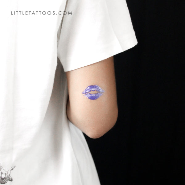 Blue Kiss Mark Temporary Tattoo - Set of 3