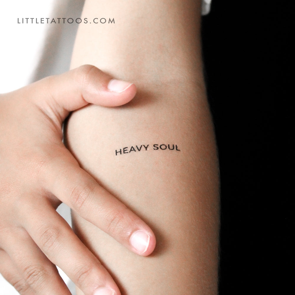 Tatuaje temporal de HEAVY SOUL en mayúsculas - Juego de 3