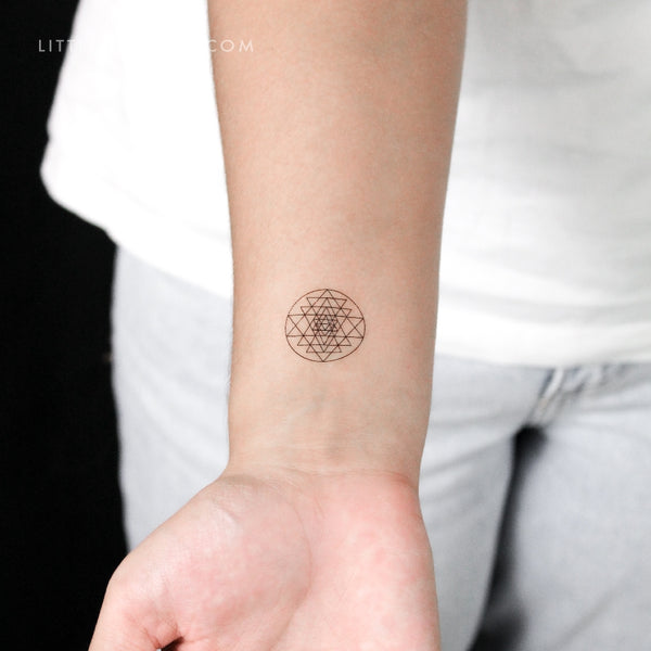 Small Sri Yantra Temporary Tattoo - Set of 3