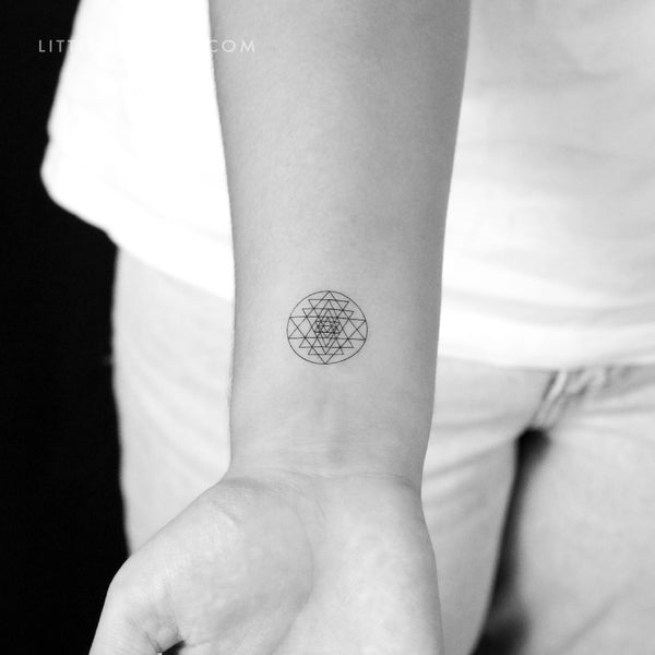 Small Sri Yantra Temporary Tattoo - Set of 3