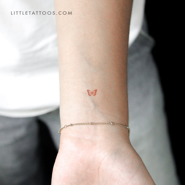 Tiny Red Butterfly Temporary Tattoo - Set of 3