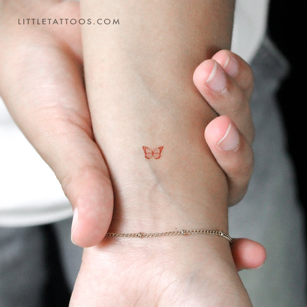Tiny Red Butterfly Temporary Tattoo - Set of 3