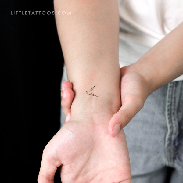 One Line Flying Bird Temporary Tattoo - Set of 3