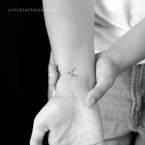 One Line Flying Bird Temporary Tattoo - Set of 3