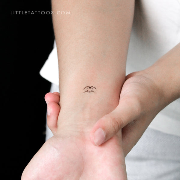 Tiny Heart Hands Temporary Tattoo - Set of 3