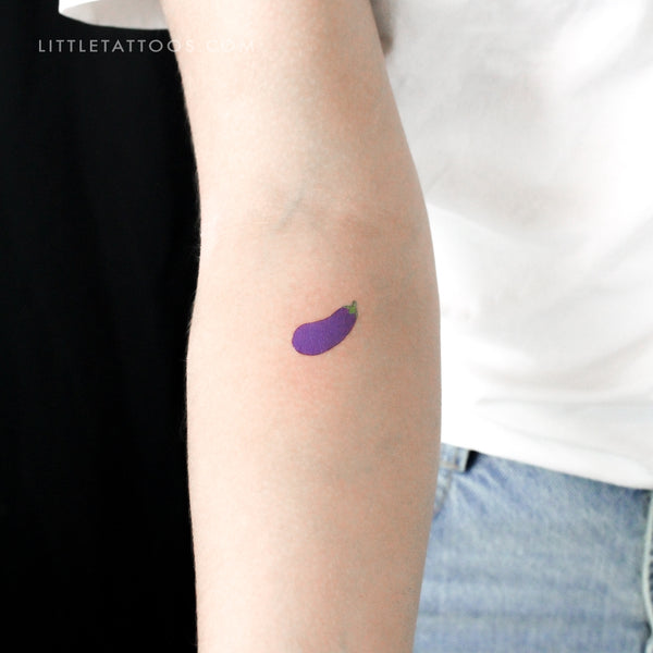Eggplant Emoji Temporary Tattoo - Set of 3