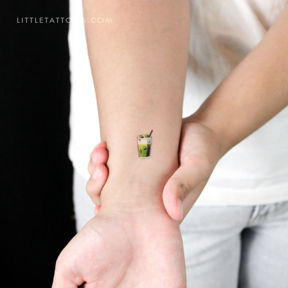 Matcha Latte Temporary Tattoo - Set of 3
