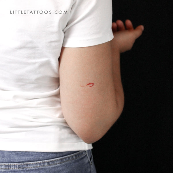 Small Red Prawn Temporary Tattoo - Set of 3