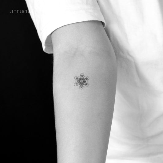 Tatuaje temporal pequeño del Cubo de Metatrón (juego de 3)
