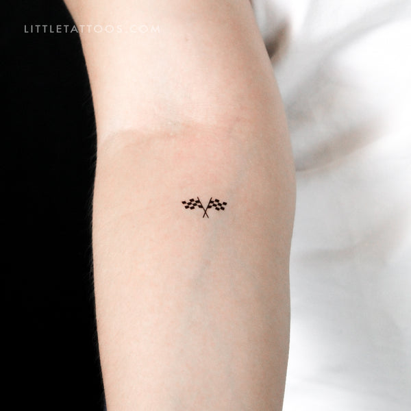 Double Checkered Flag Temporary Tattoo - Set of 3