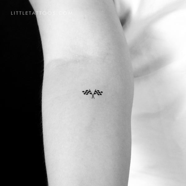 Double Checkered Flag Temporary Tattoo - Set of 3