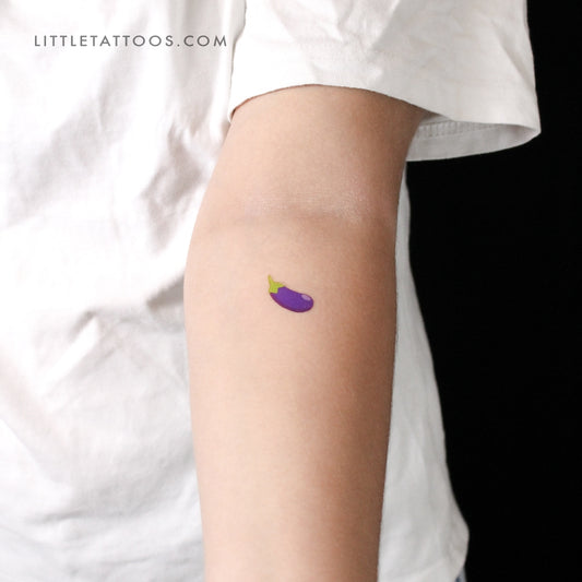 Tatuaje temporal de emoji de berenjena pequeña (juego de 3)