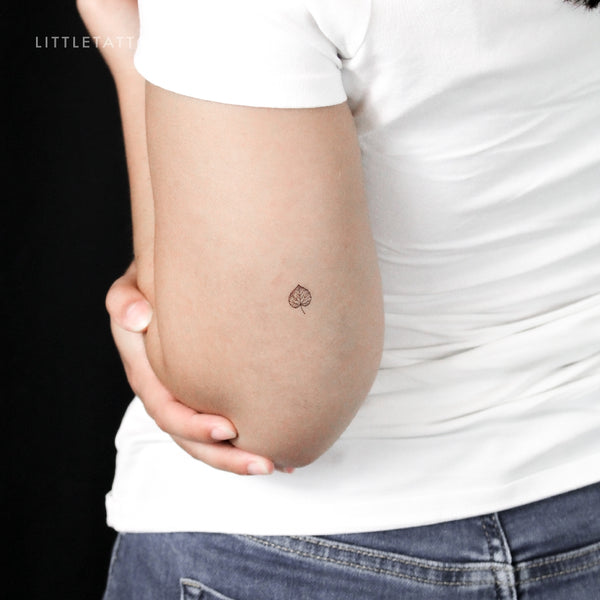Tiny Aspen Leaf Temporary Tattoo - Set of 3