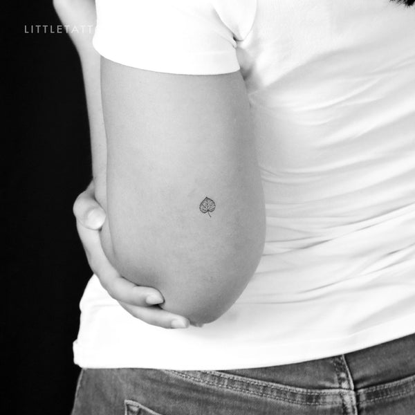 Tiny Aspen Leaf Temporary Tattoo - Set of 3