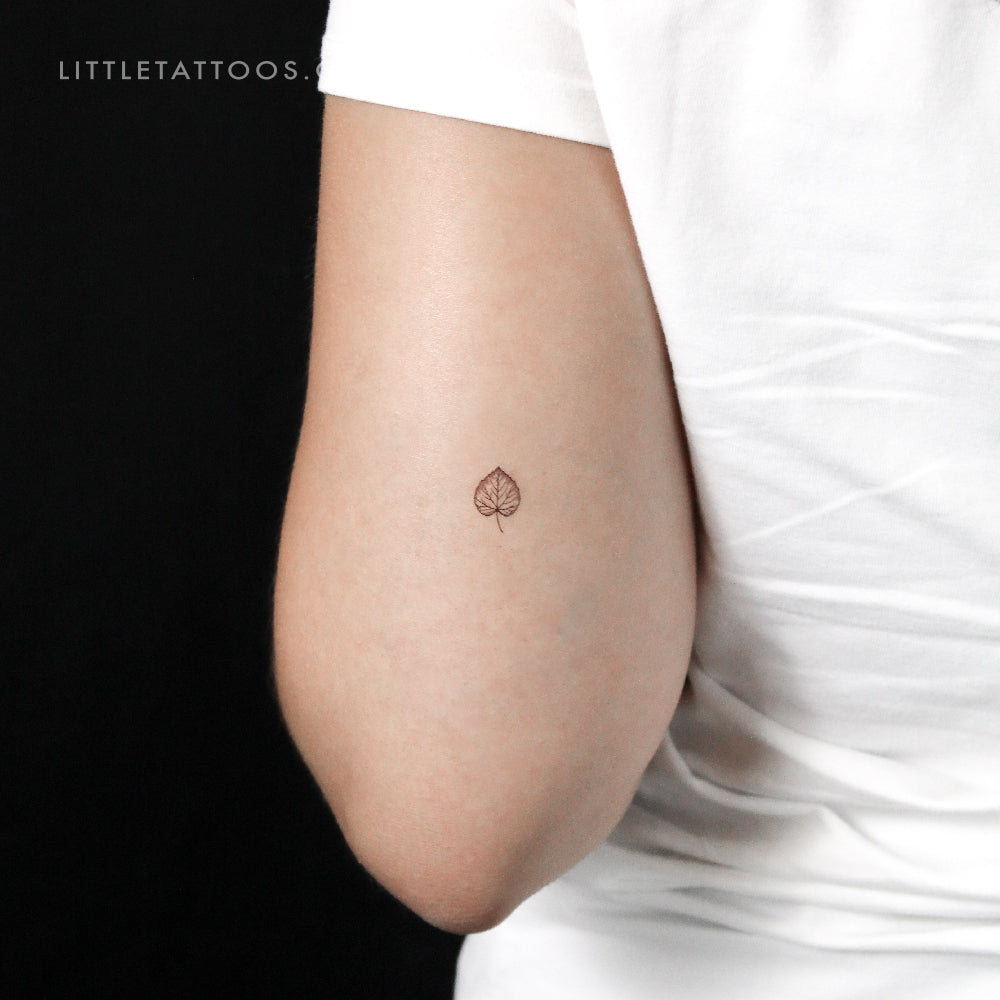 Tiny Aspen Leaf Temporary Tattoo - Set of 3