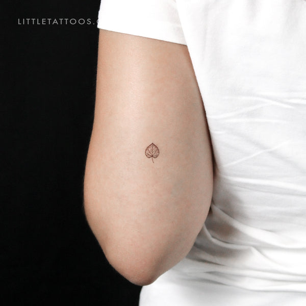 Tiny Aspen Leaf Temporary Tattoo - Set of 3
