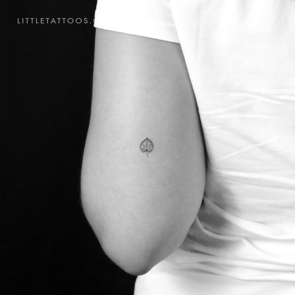 Tiny Aspen Leaf Temporary Tattoo - Set of 3
