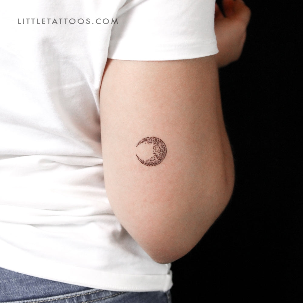 Small Ornamental Moon Temporary Tattoo - Set of 3