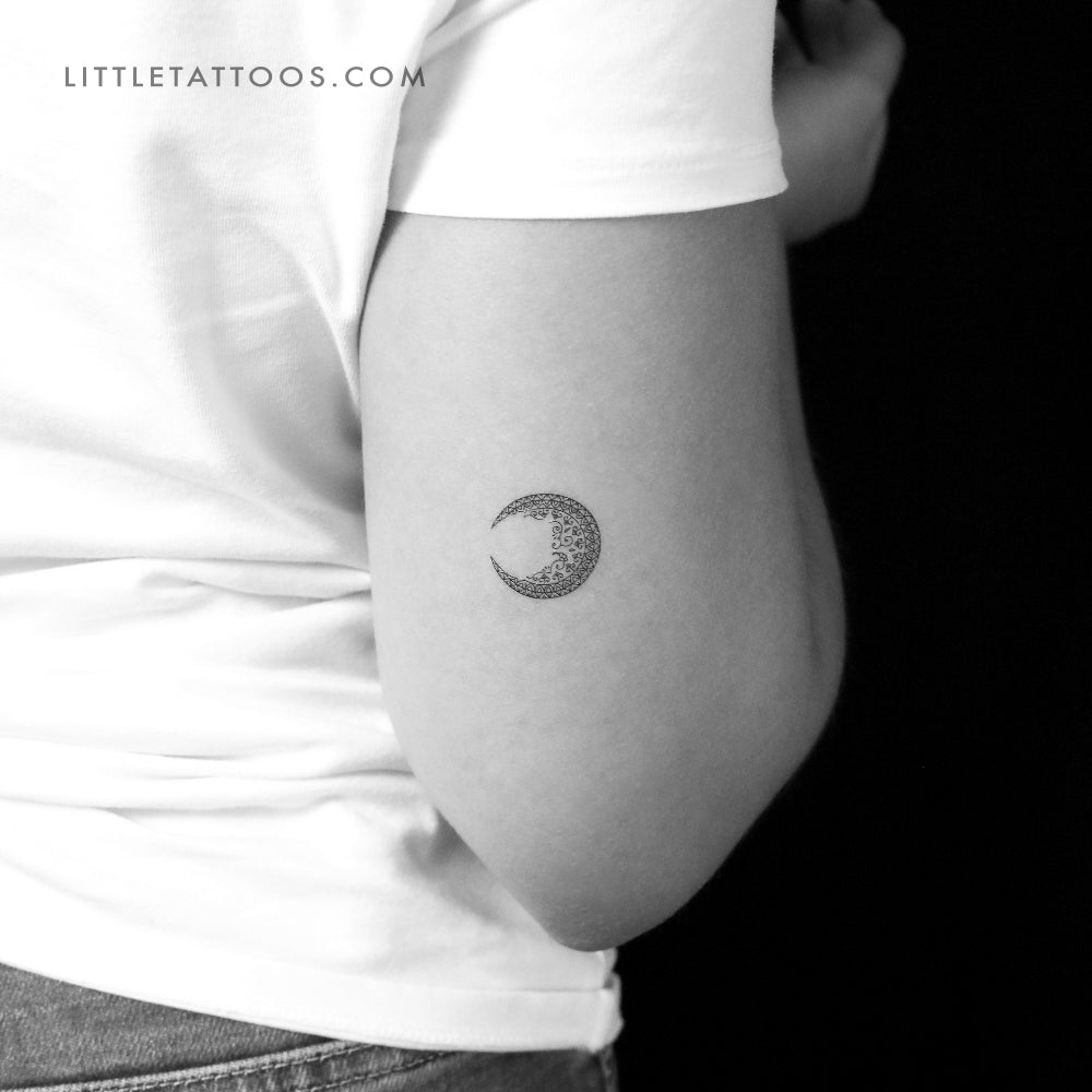 Small Ornamental Moon Temporary Tattoo - Set of 3