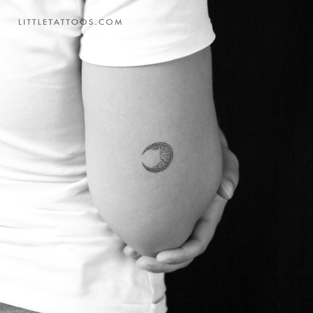 Small Ornamental Moon Temporary Tattoo - Set of 3