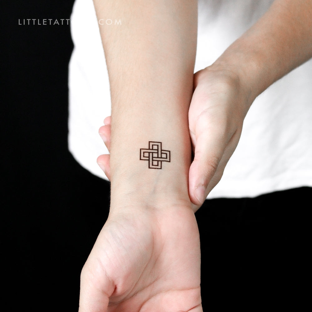 Tatuaje temporal de nudo de Salomón cuadrado (juego de 3)