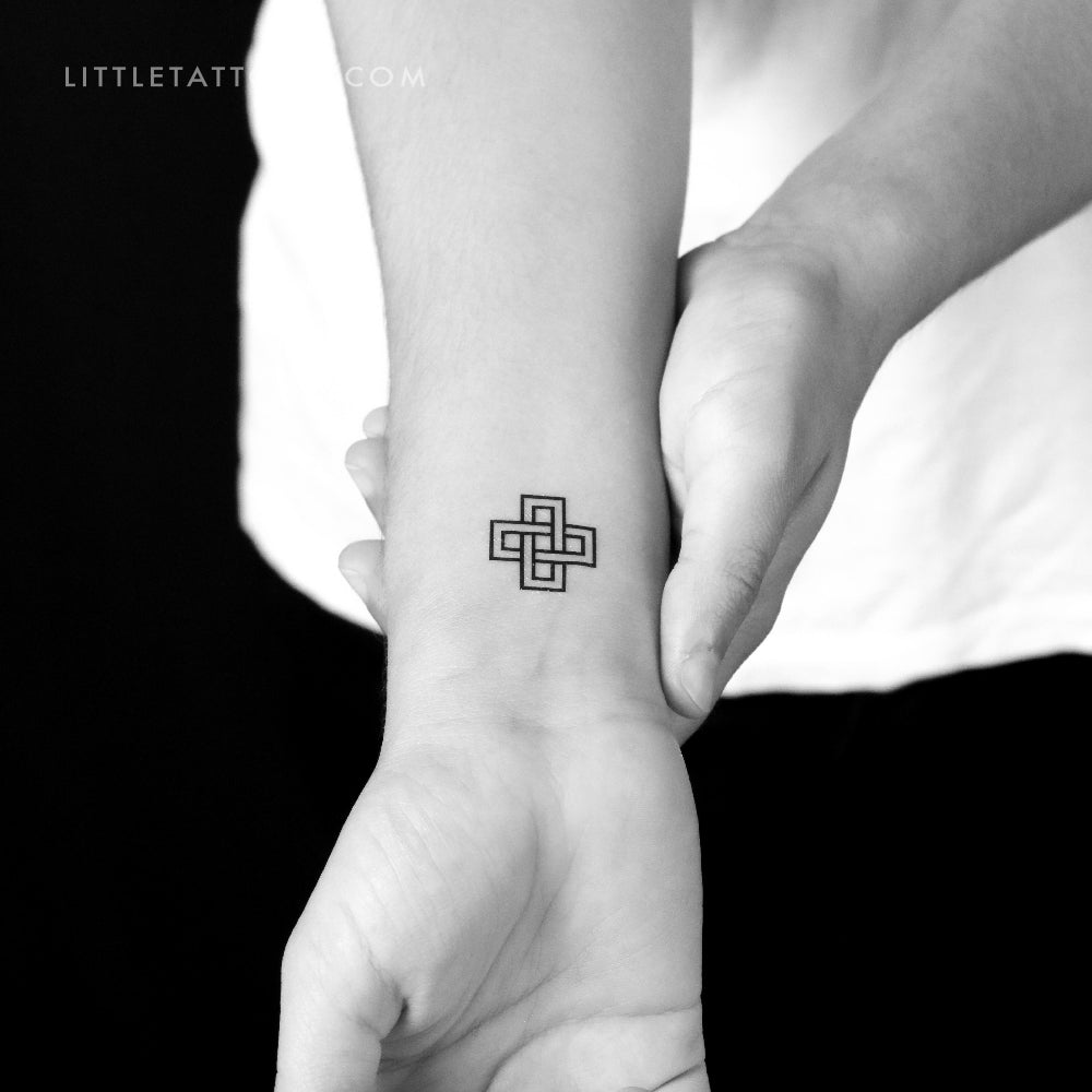 Tatuaje temporal de nudo de Salomón cuadrado (juego de 3)