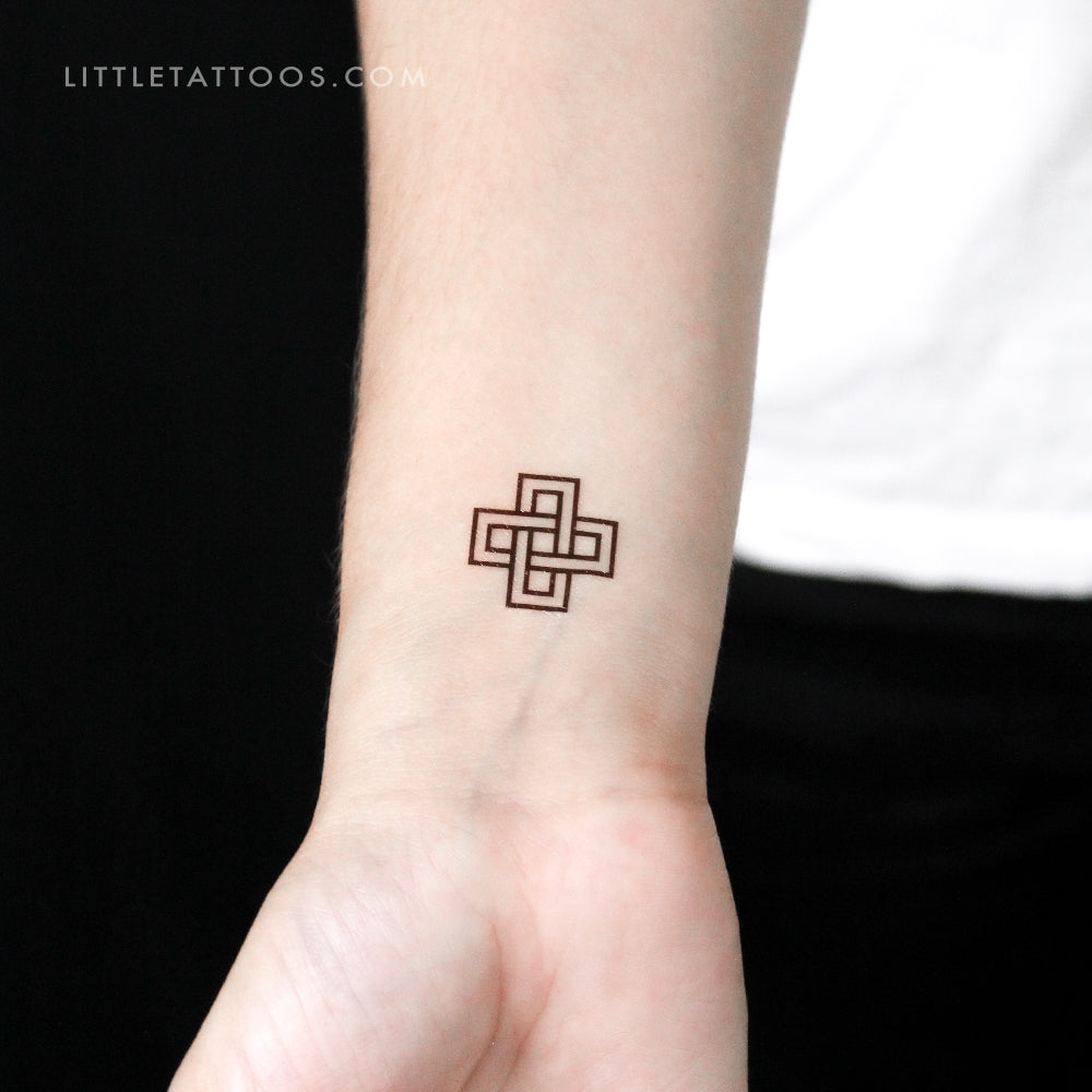 Tatuaje temporal de nudo de Salomón cuadrado (juego de 3)