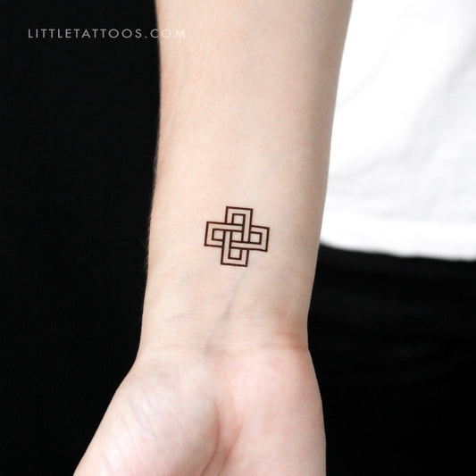 Tatuaje temporal de nudo de Salomón cuadrado (juego de 3)