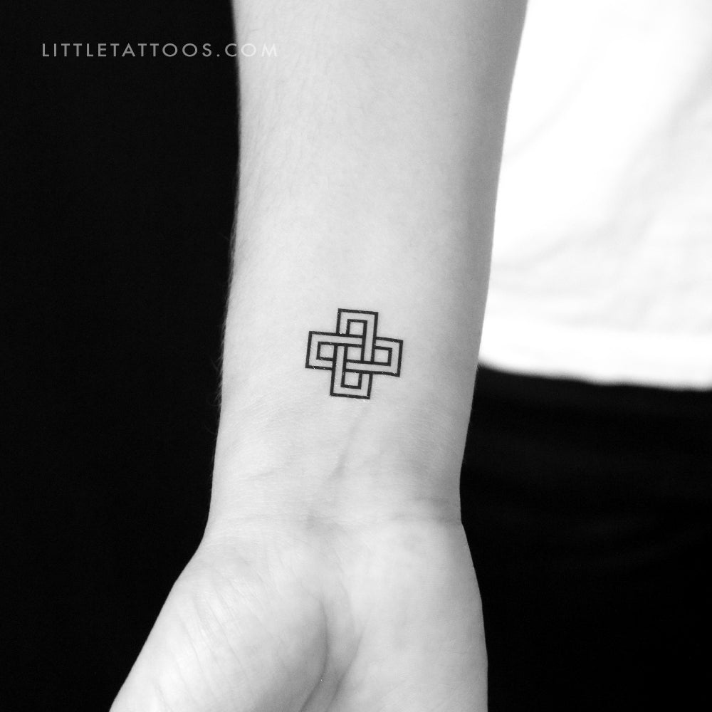 Tatuaje temporal de nudo de Salomón cuadrado (juego de 3)